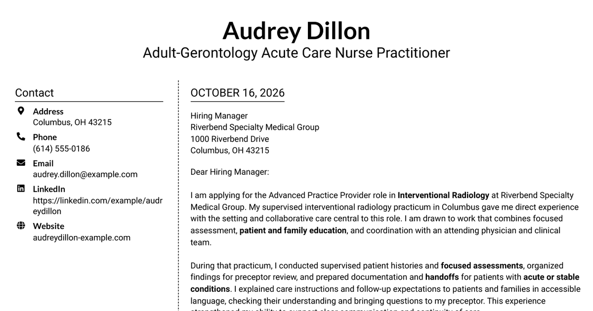 7 Advanced Practice Provider - Interventional Radiology Cover Letter Templates with Example