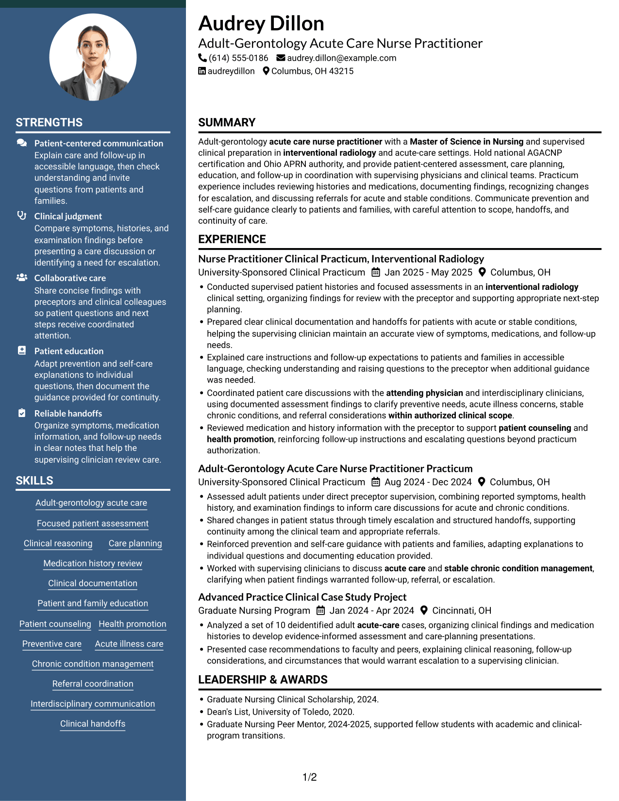 Resume example — page 1