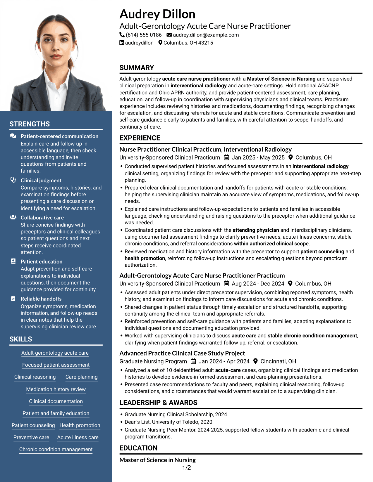Resume example — page 1