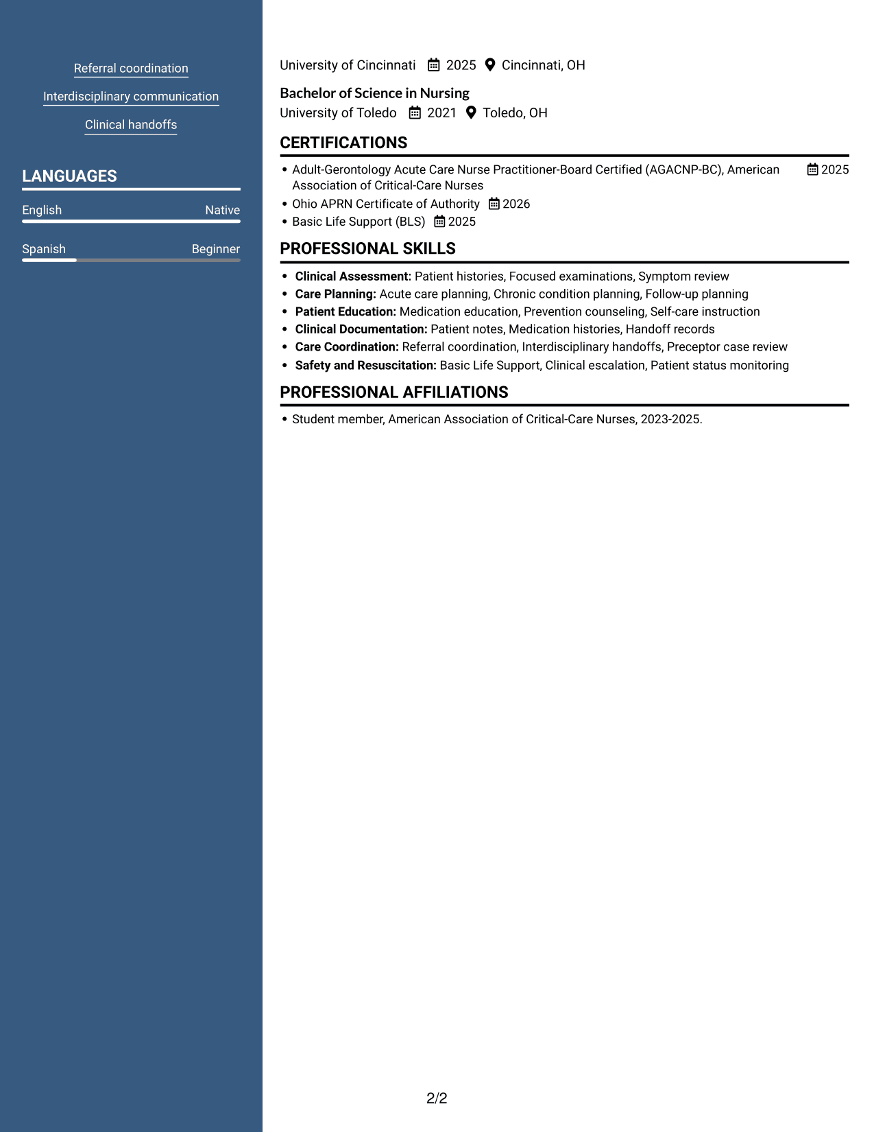 Resume example — page 2