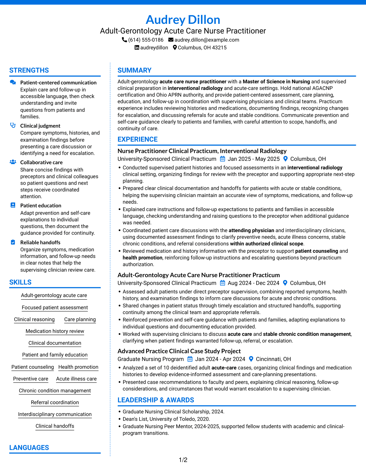 Resume example — page 1