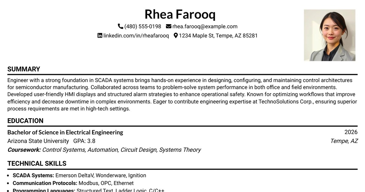 33 Advanced Process Chemical SCADA Engineer Resume Templates with Example 2026 (ATS-Optimized)