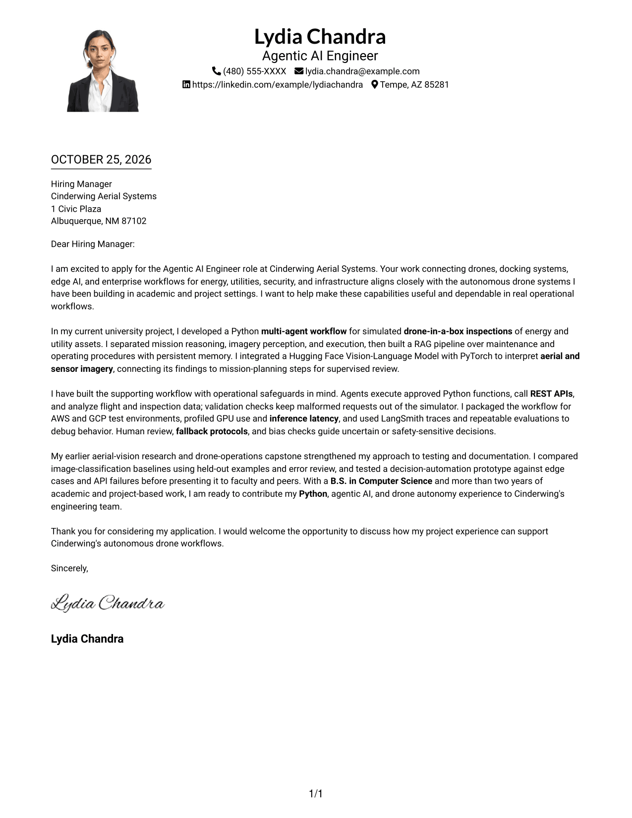 Cover letter example — page 1