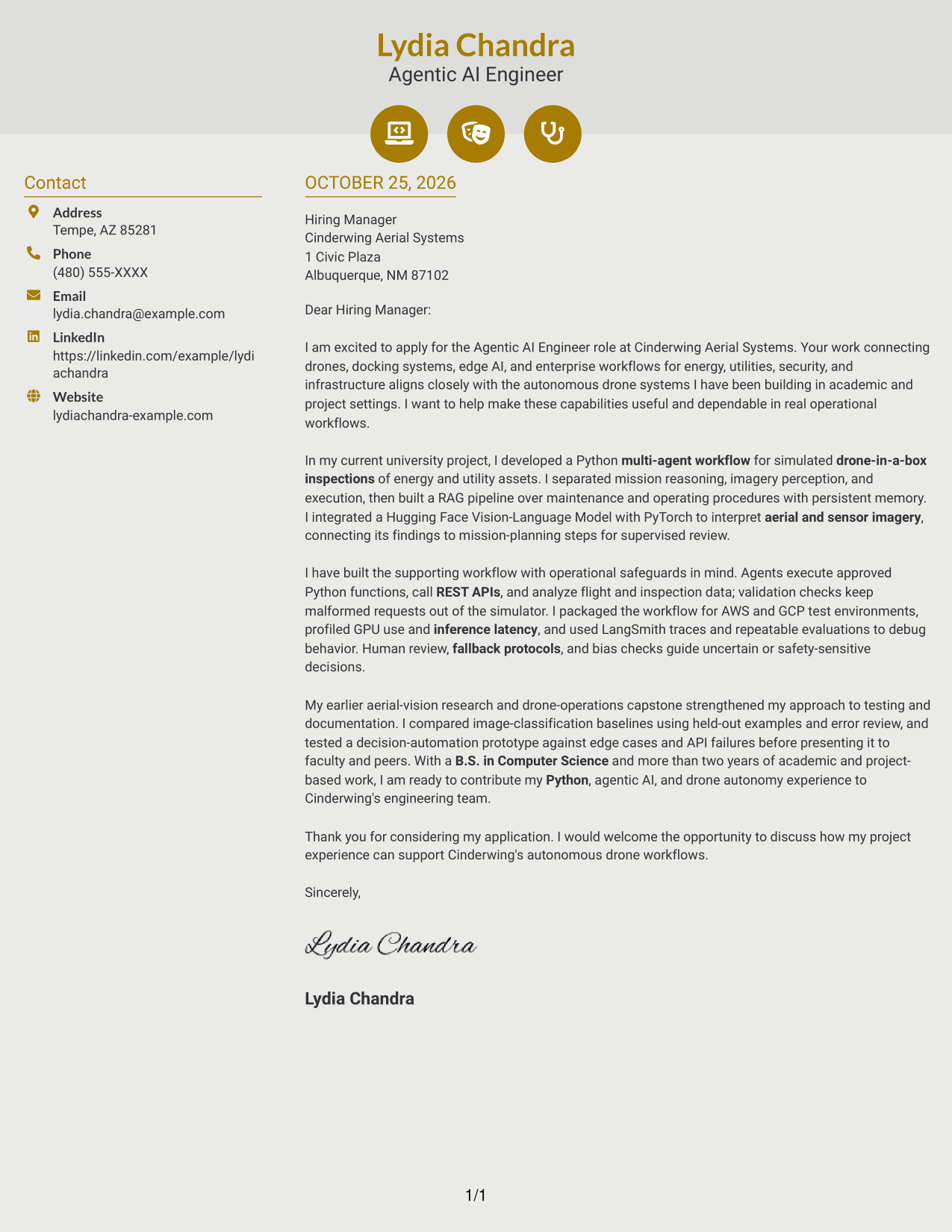 Cover letter example — page 1