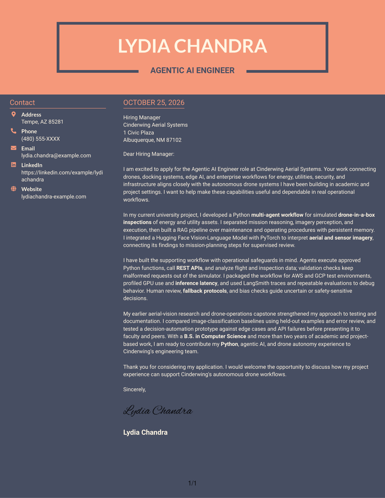 Cover letter example — page 1