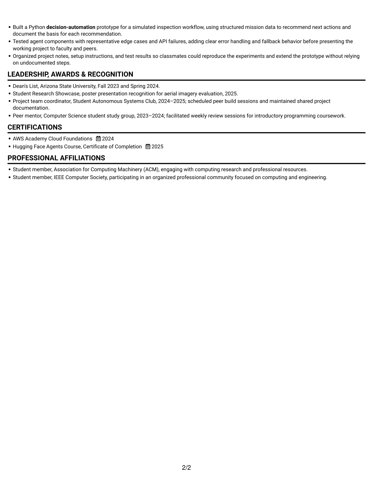 Resume example — page 2