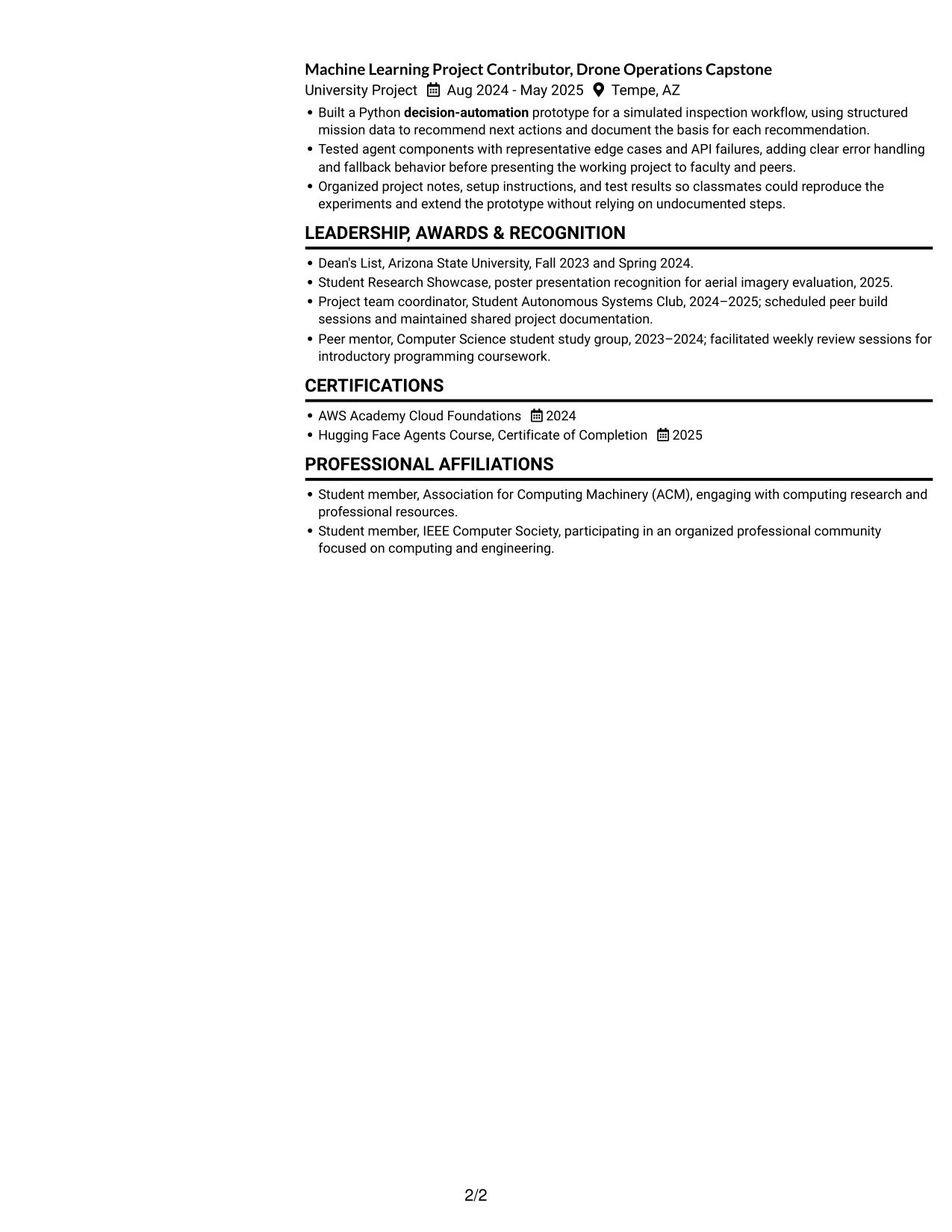 Resume example — page 2