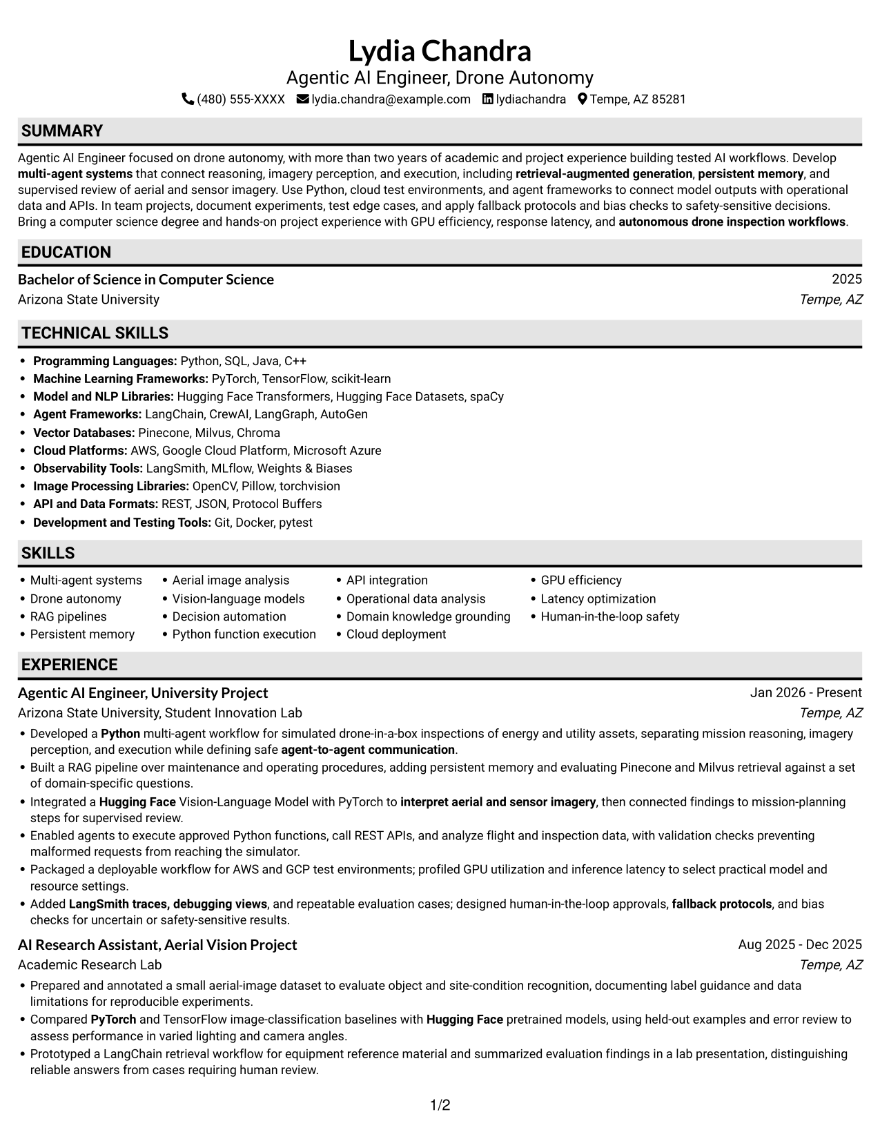 Resume example — page 1
