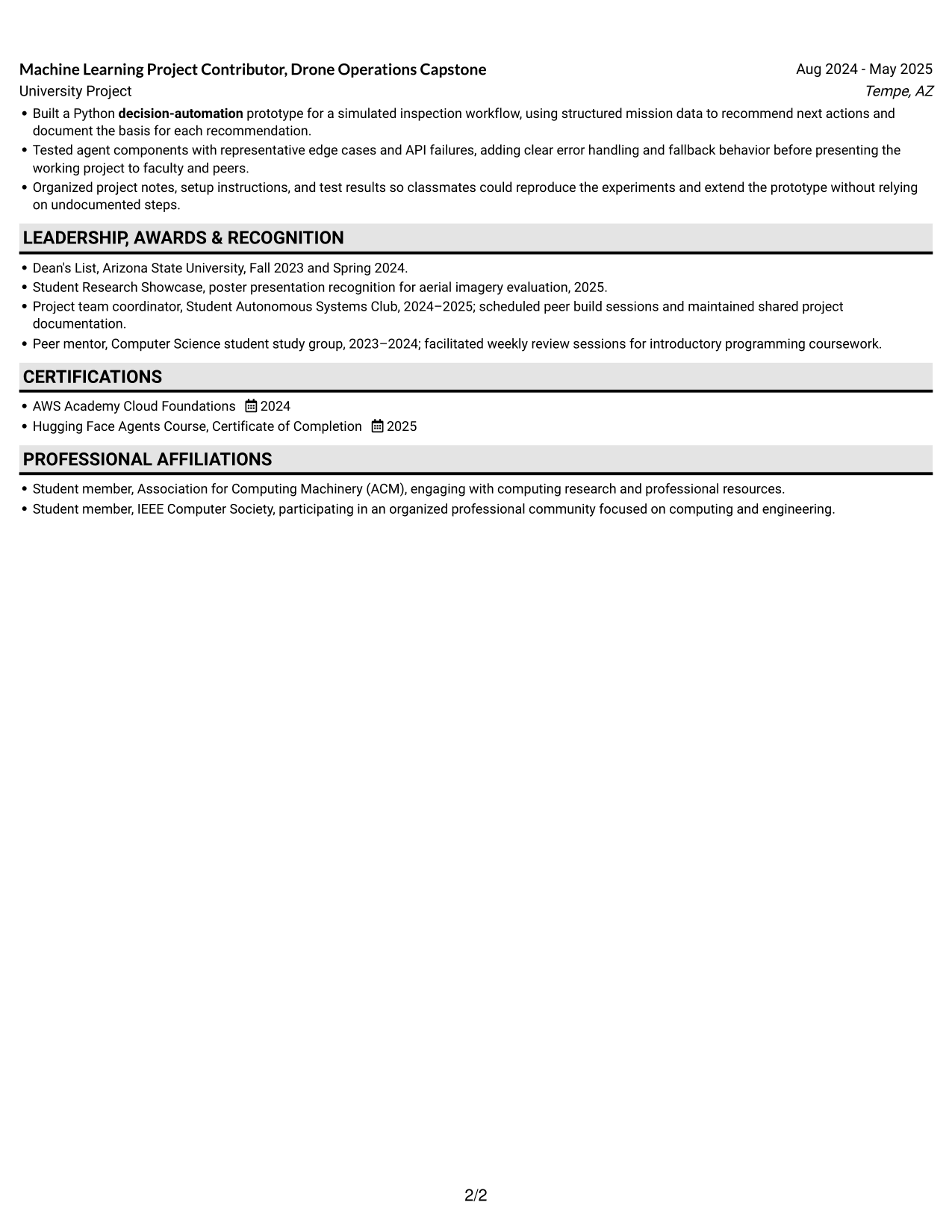 Resume example — page 2