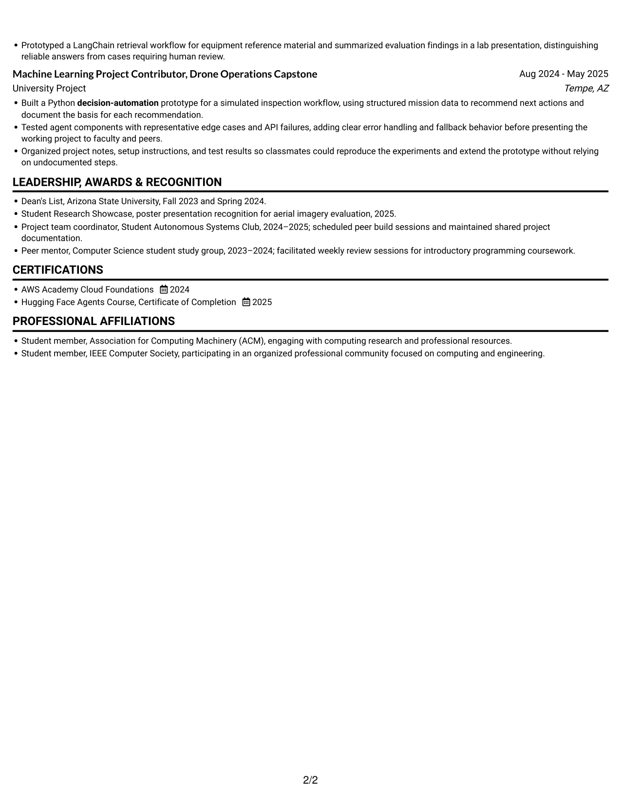 Resume example — page 2