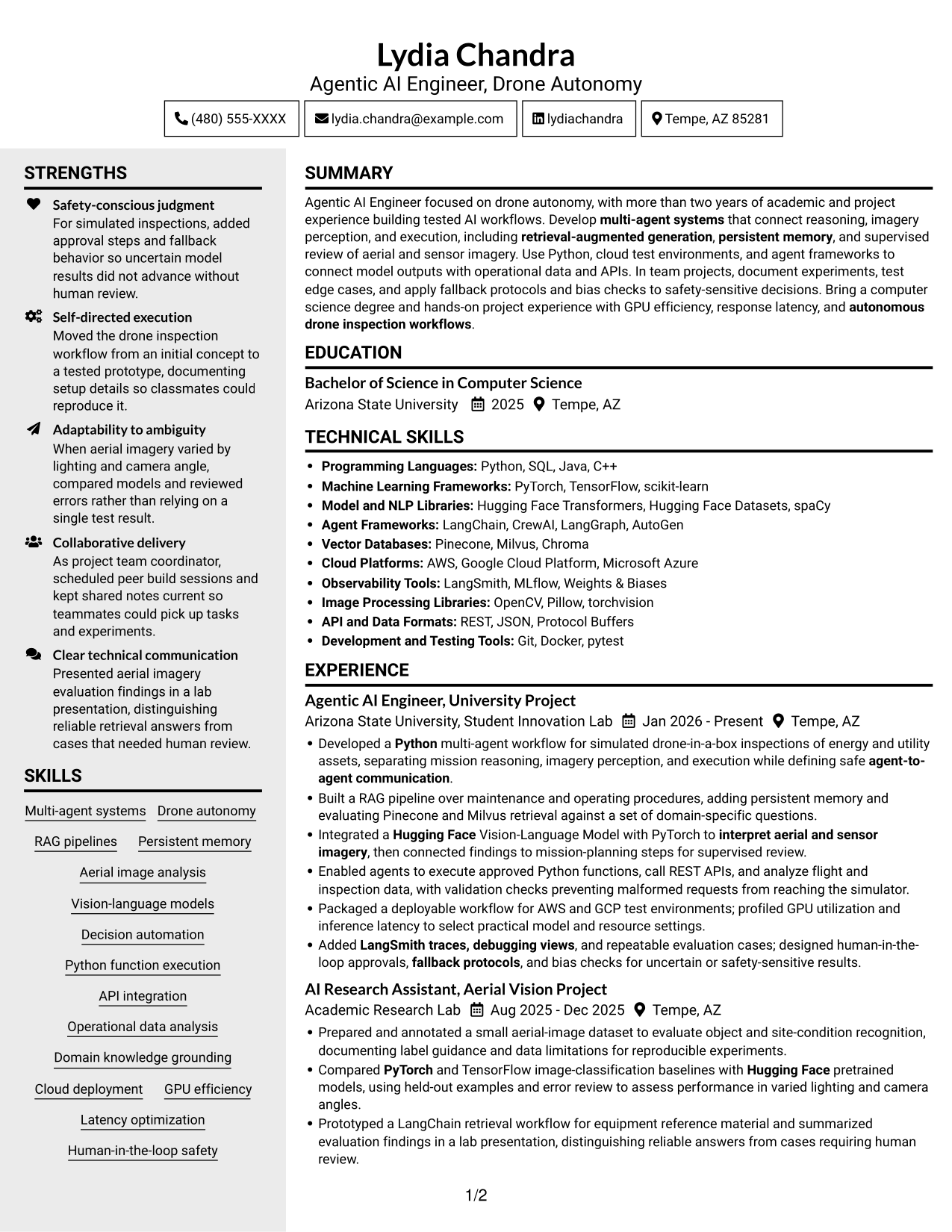 Resume example — page 1