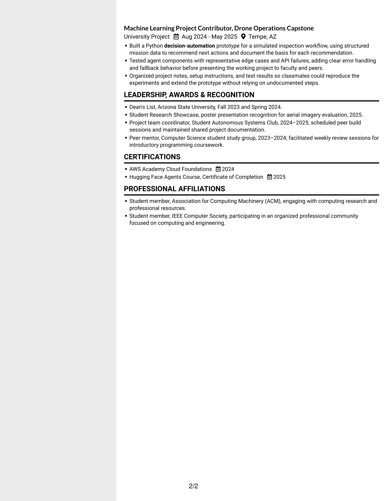 Resume example — page 2