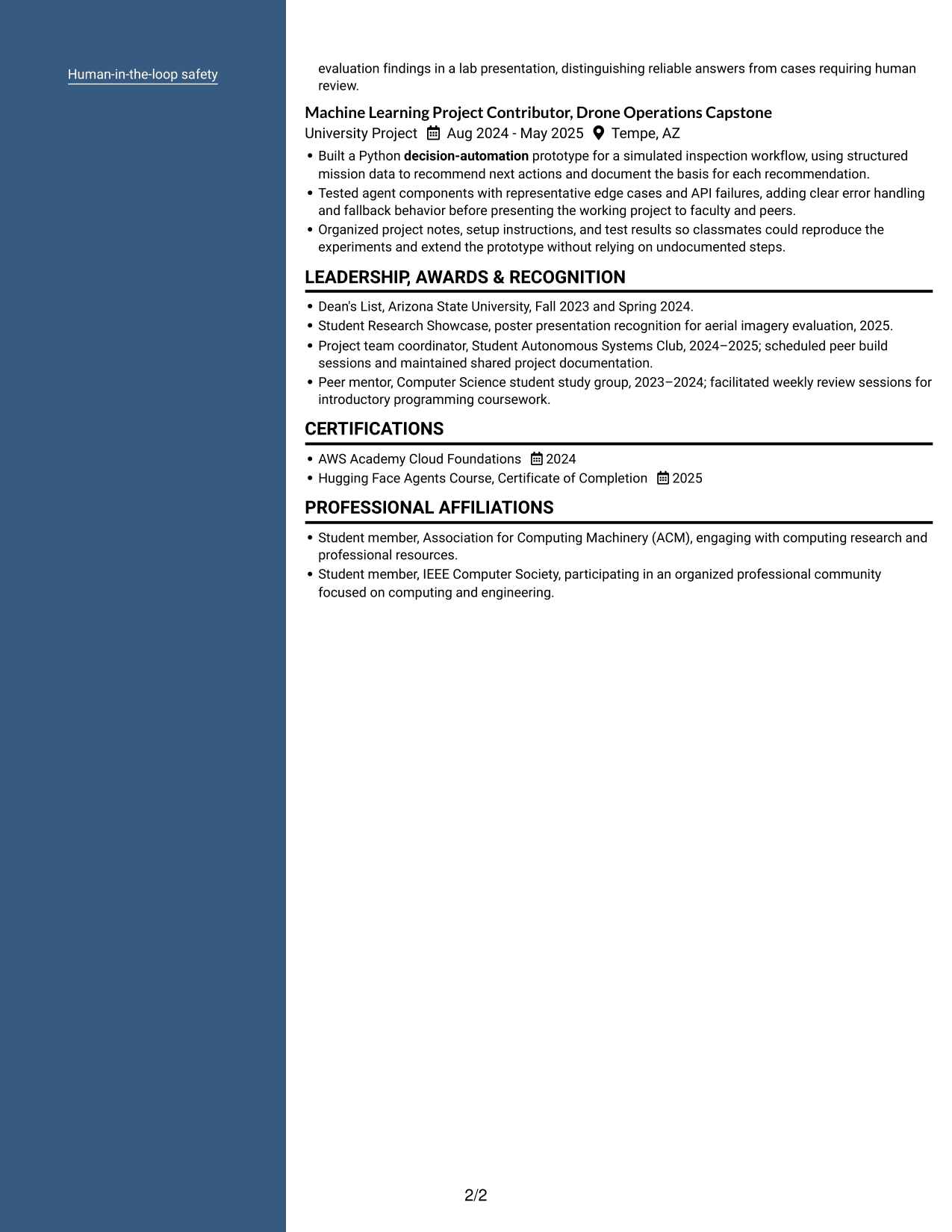 Resume example — page 2