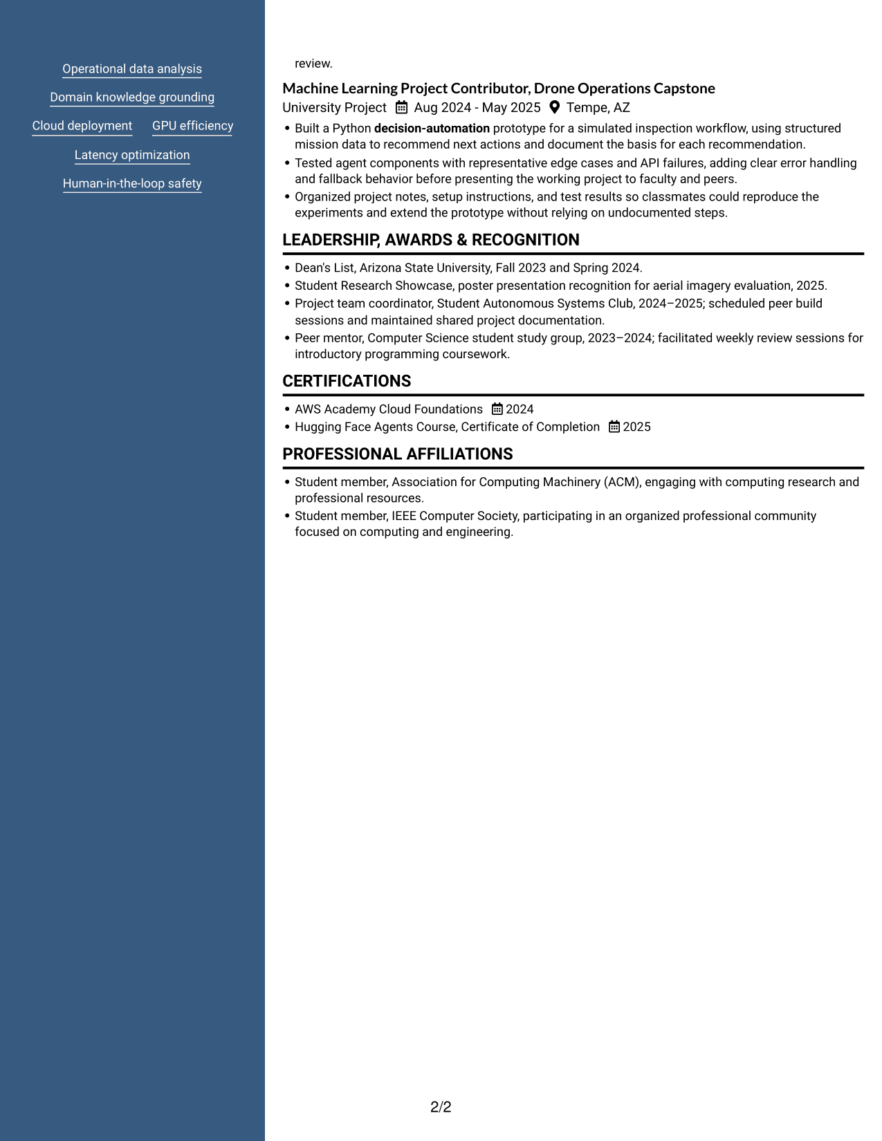 Resume example — page 2