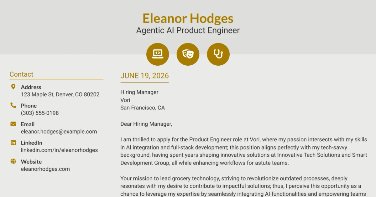 30+ Agentic AI Product Engineer Cover Letter Templates with Example 2026