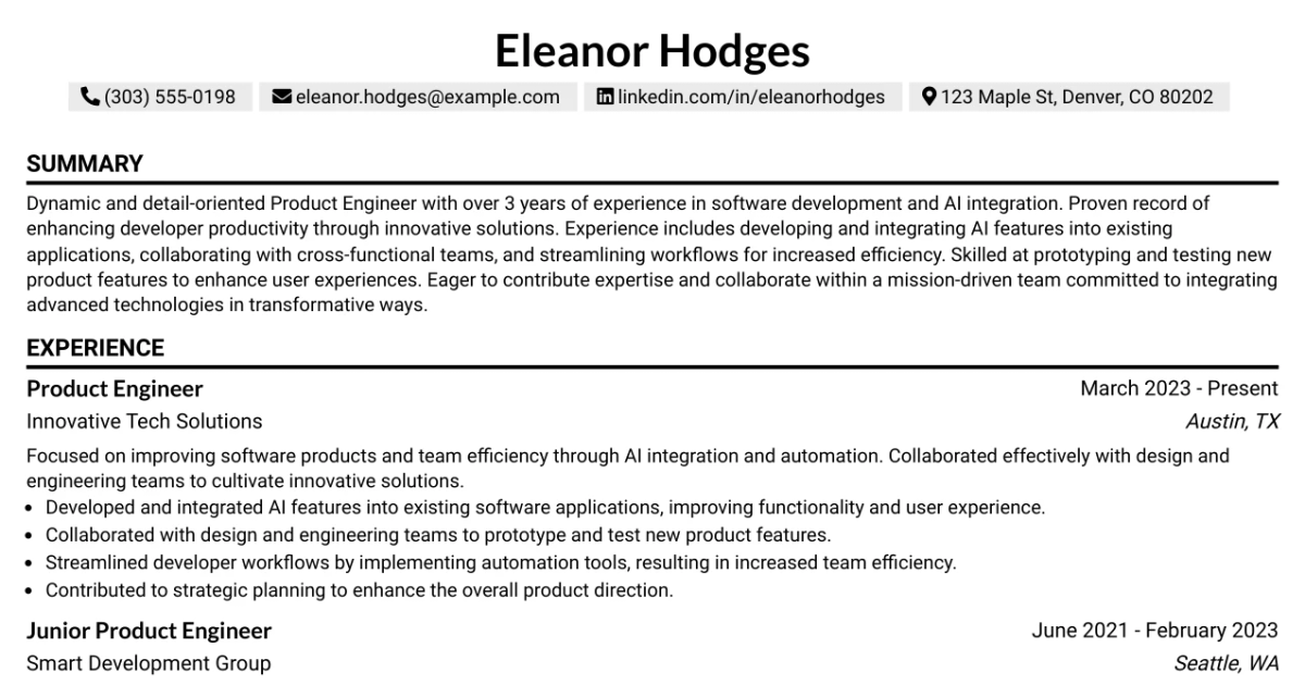 33 Agentic AI Product Engineer Resume Templates with Example 2026 (ATS-Optimized)