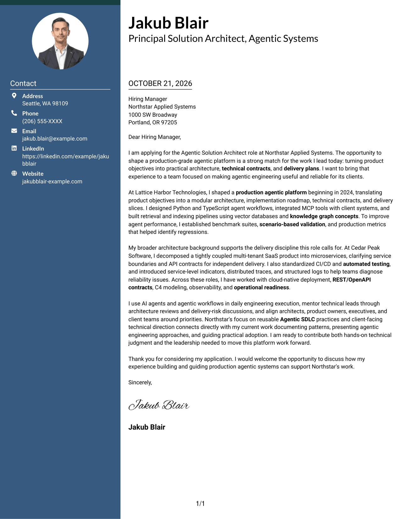 Cover letter example — page 1