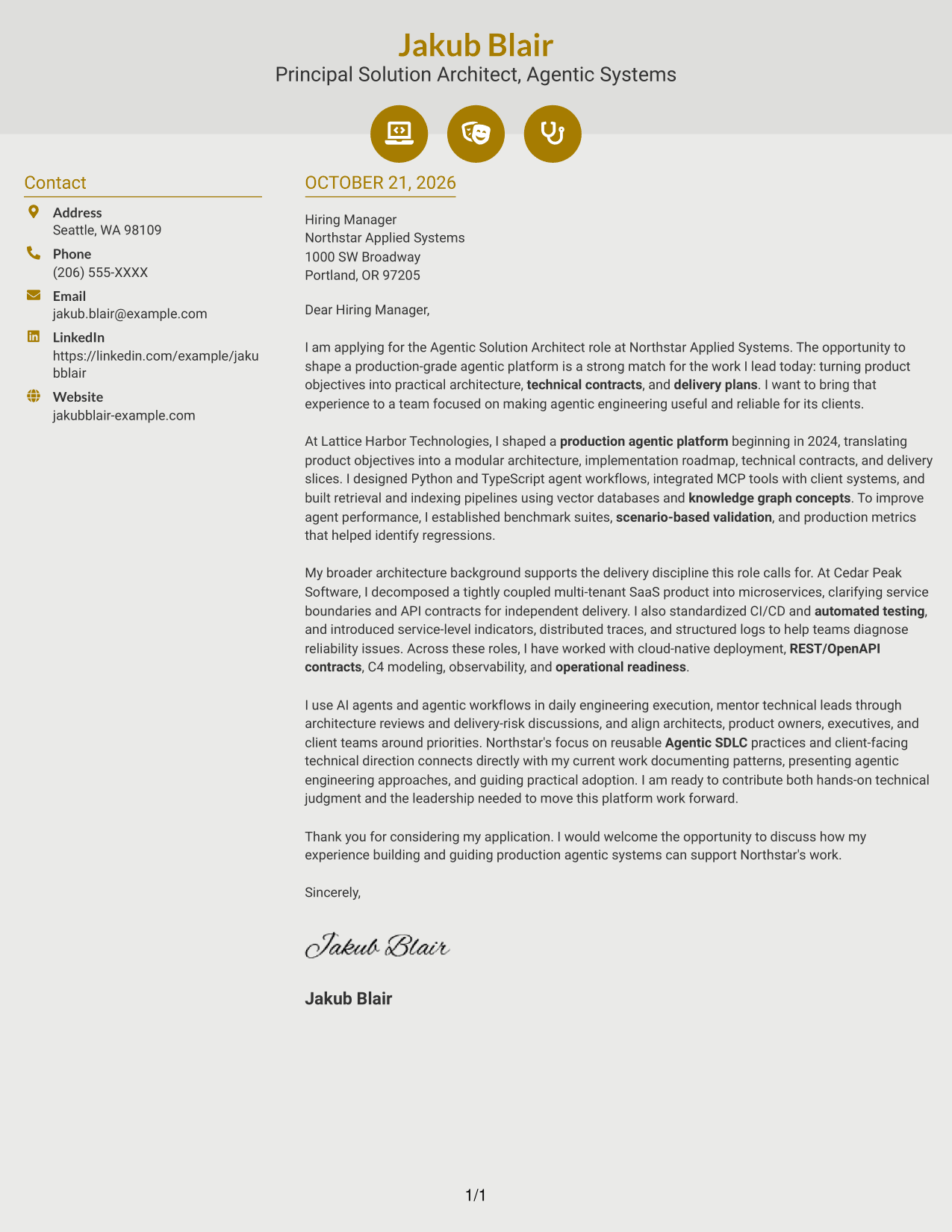 Cover letter example — page 1