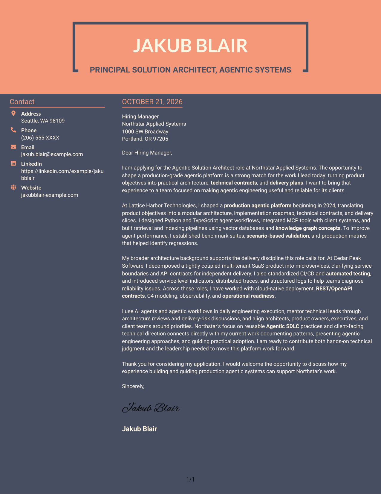 Cover letter example — page 1