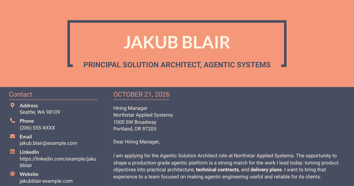 7 Agentic Solution Architect Cover Letter Templates with Example