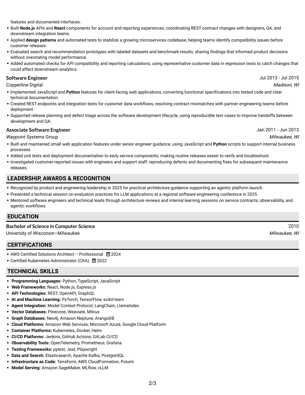 Resume example — page 2