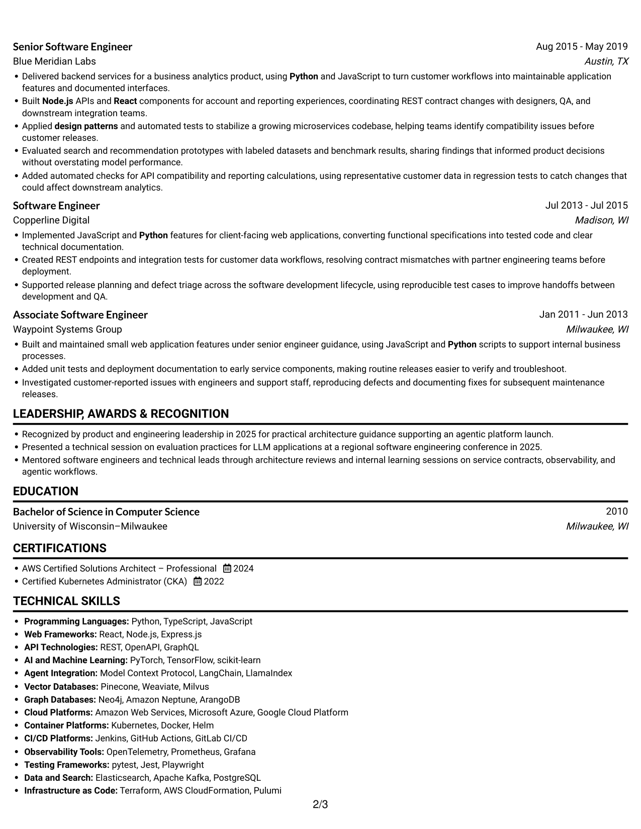 Resume example — page 2