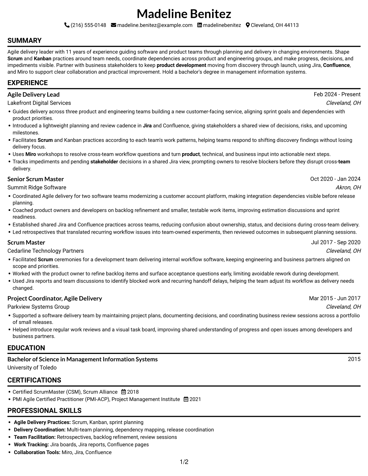 Resume example — page 1