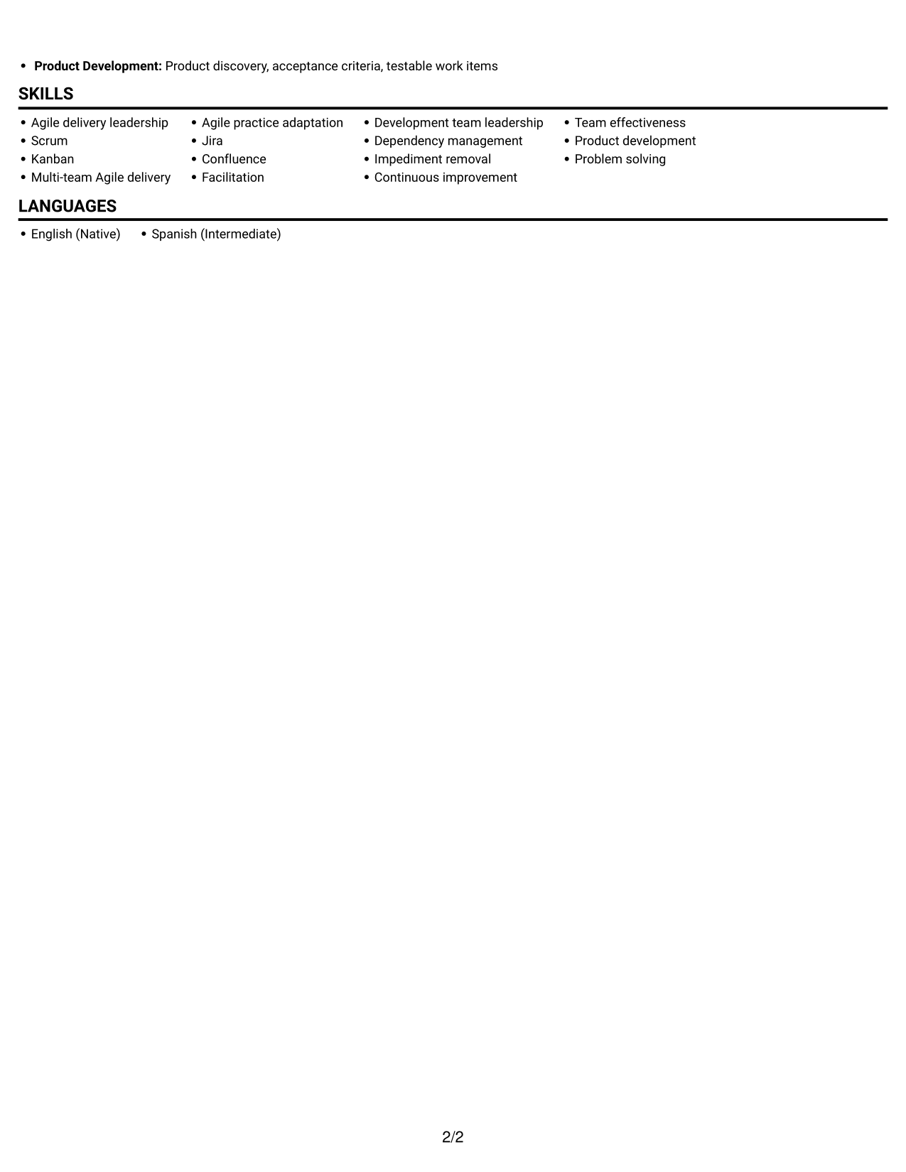 Resume example — page 2