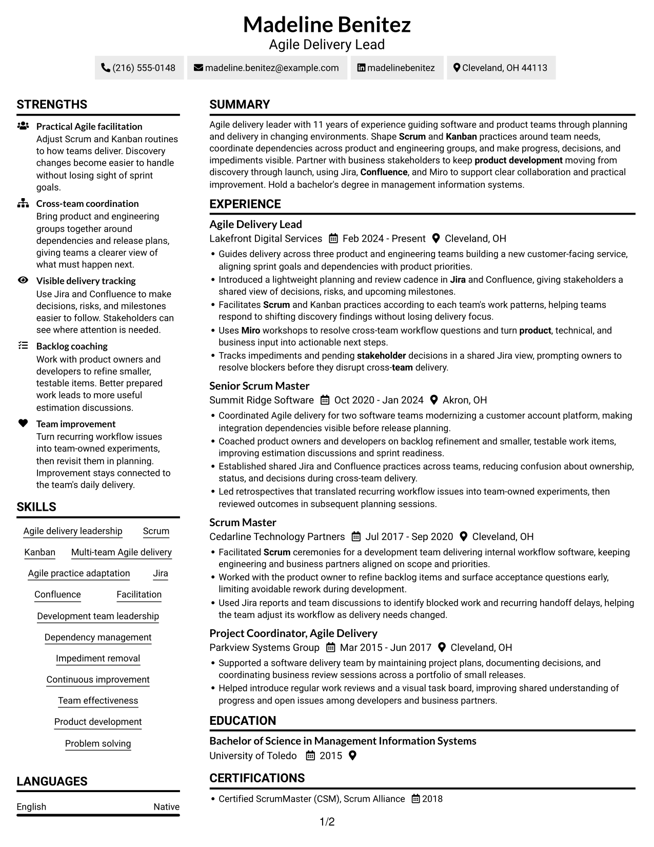 Resume example — page 1