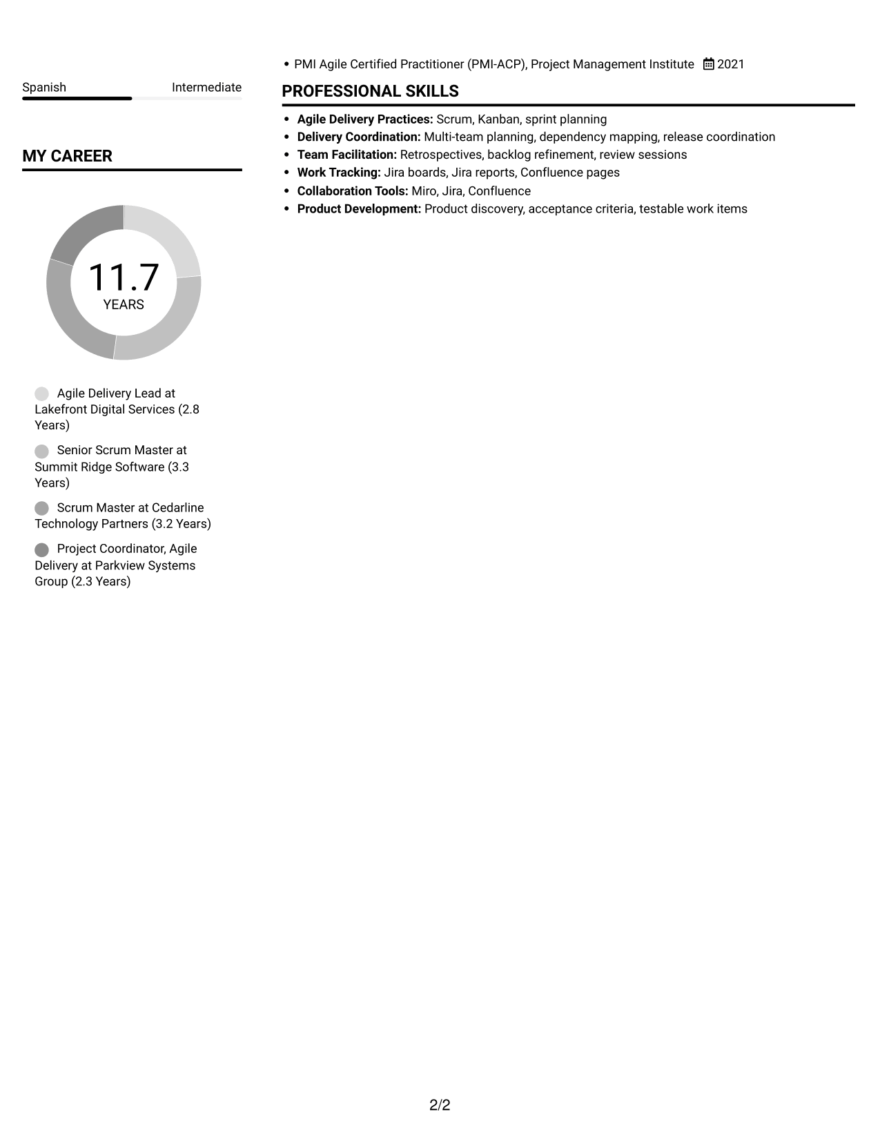 Resume example — page 2