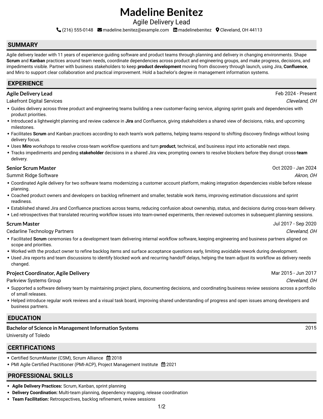 Resume example — page 1