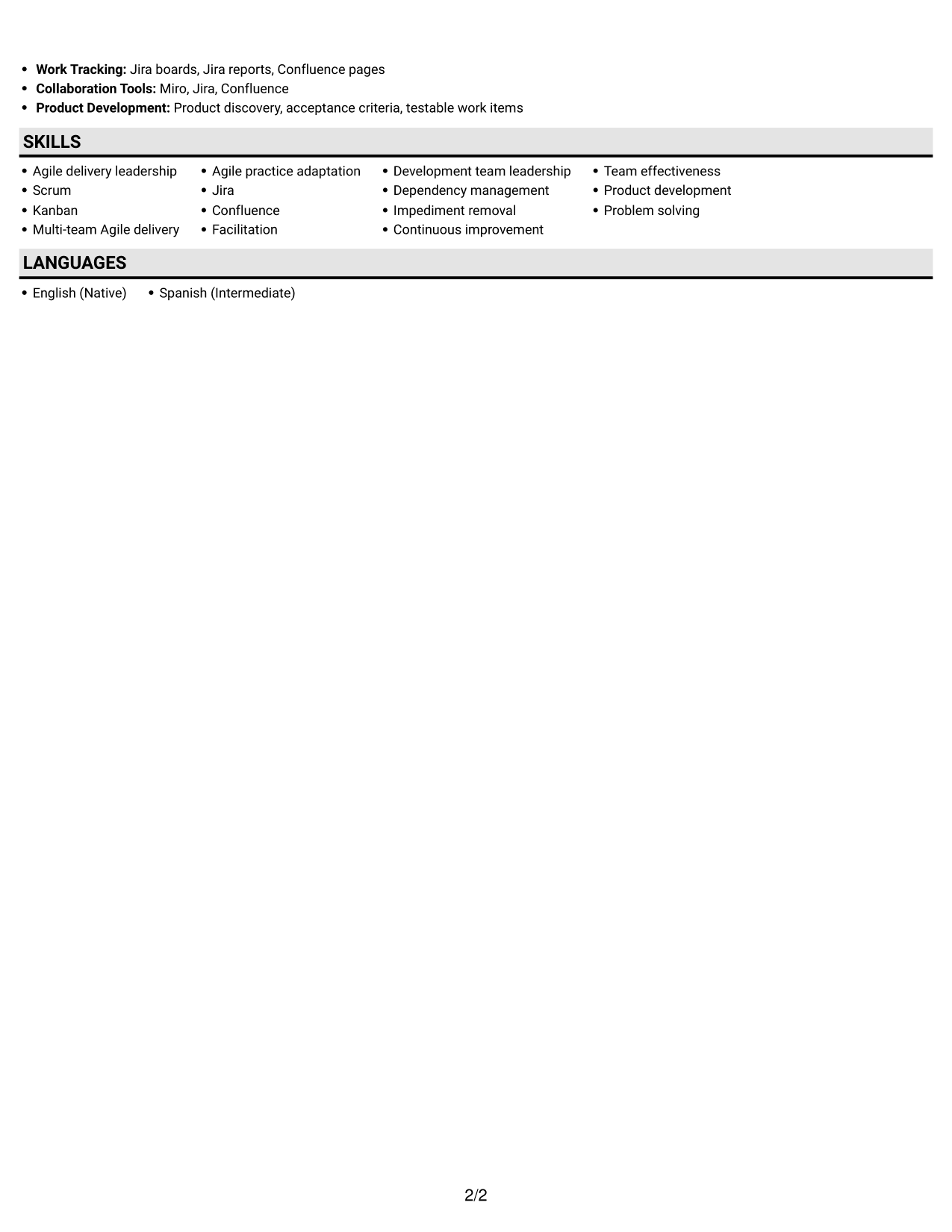 Resume example — page 2