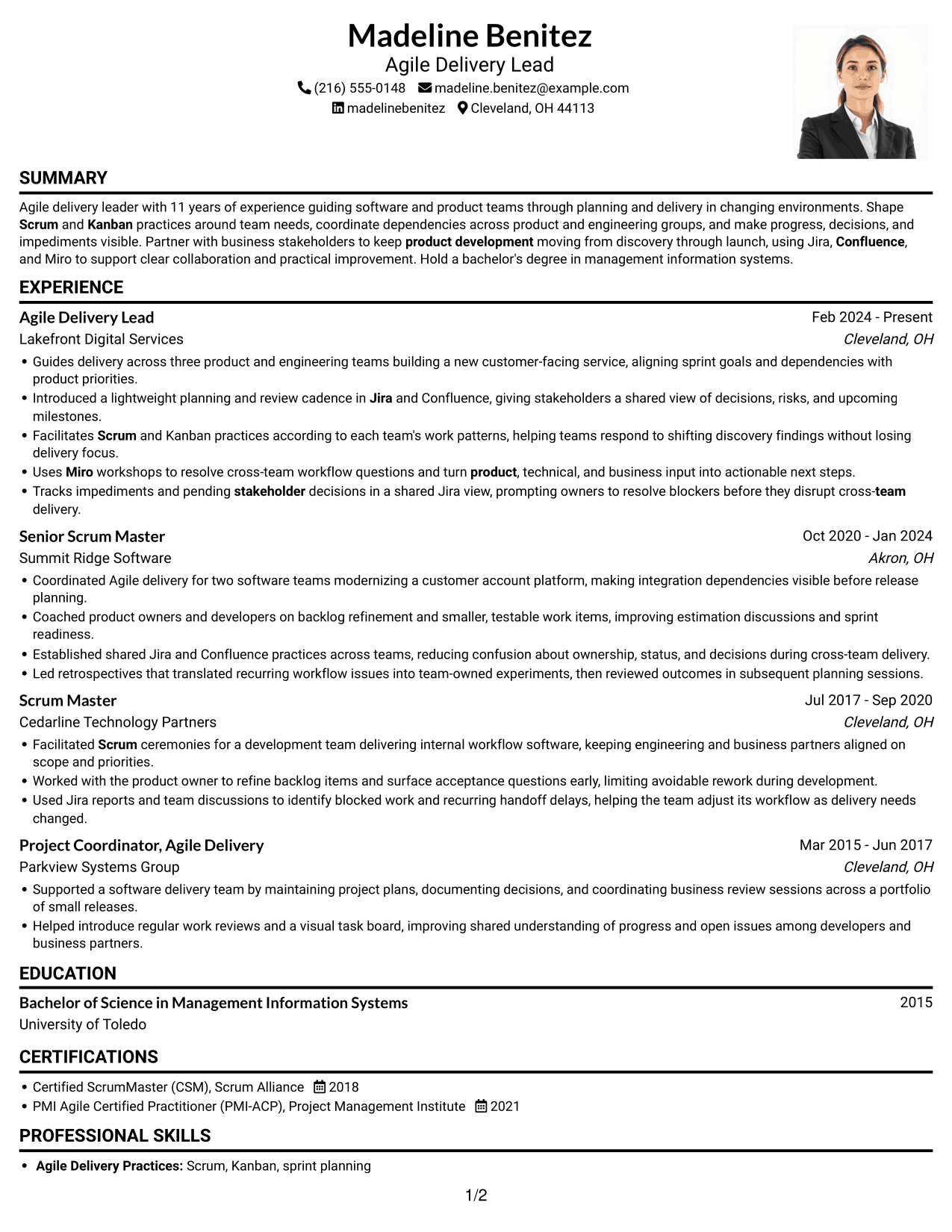Resume example — page 1
