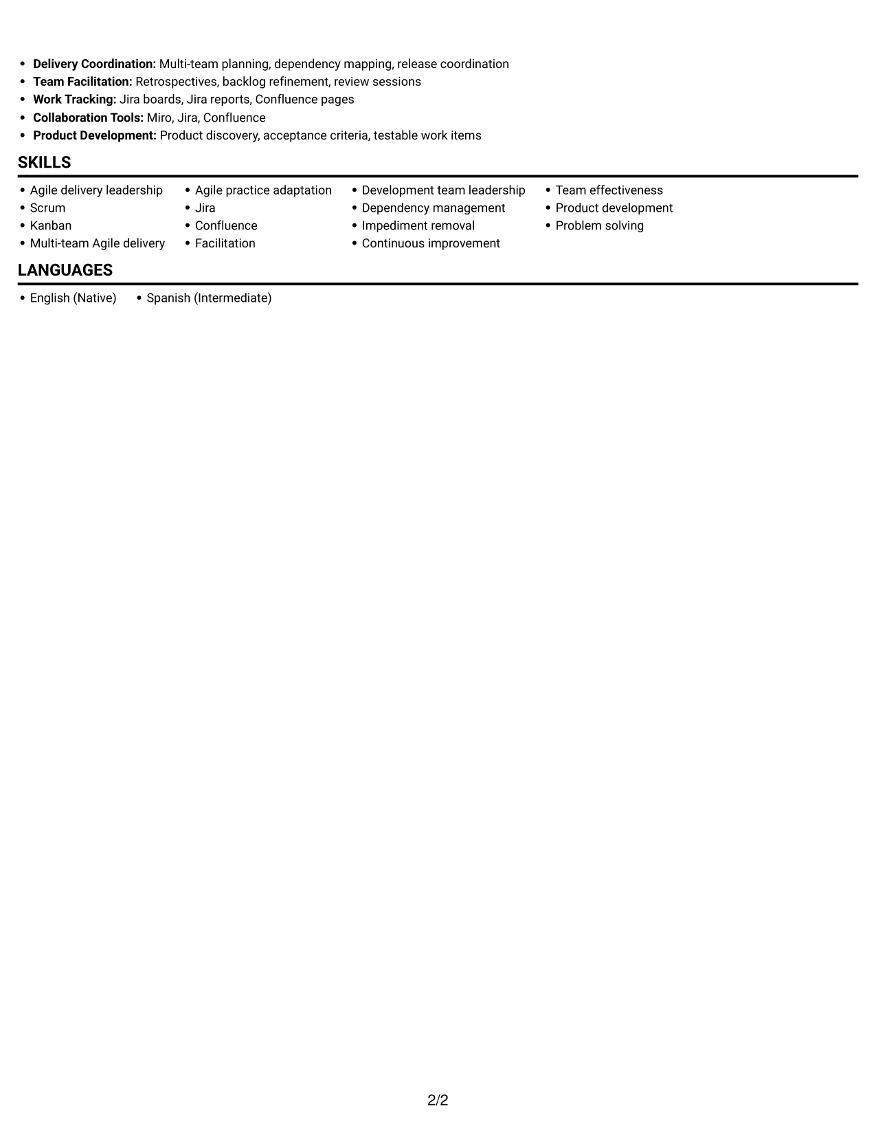 Resume example — page 2