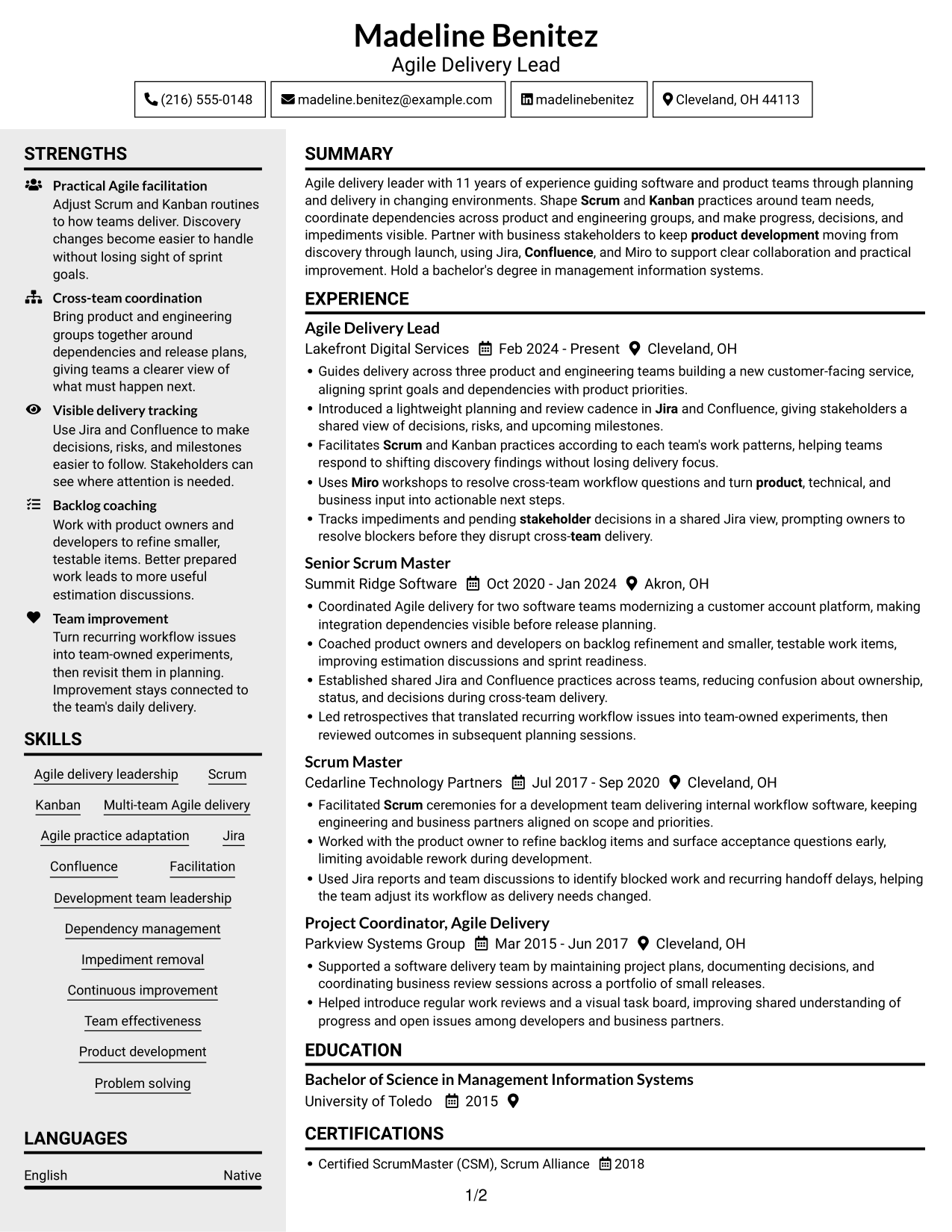 Resume example — page 1