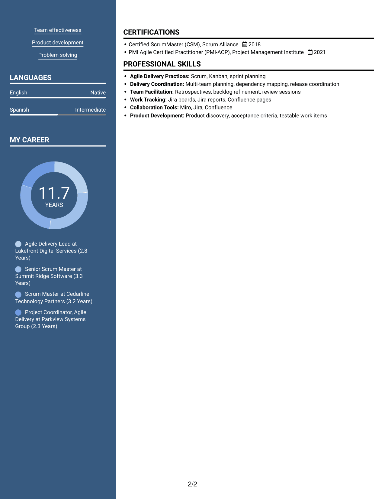 Resume example — page 2