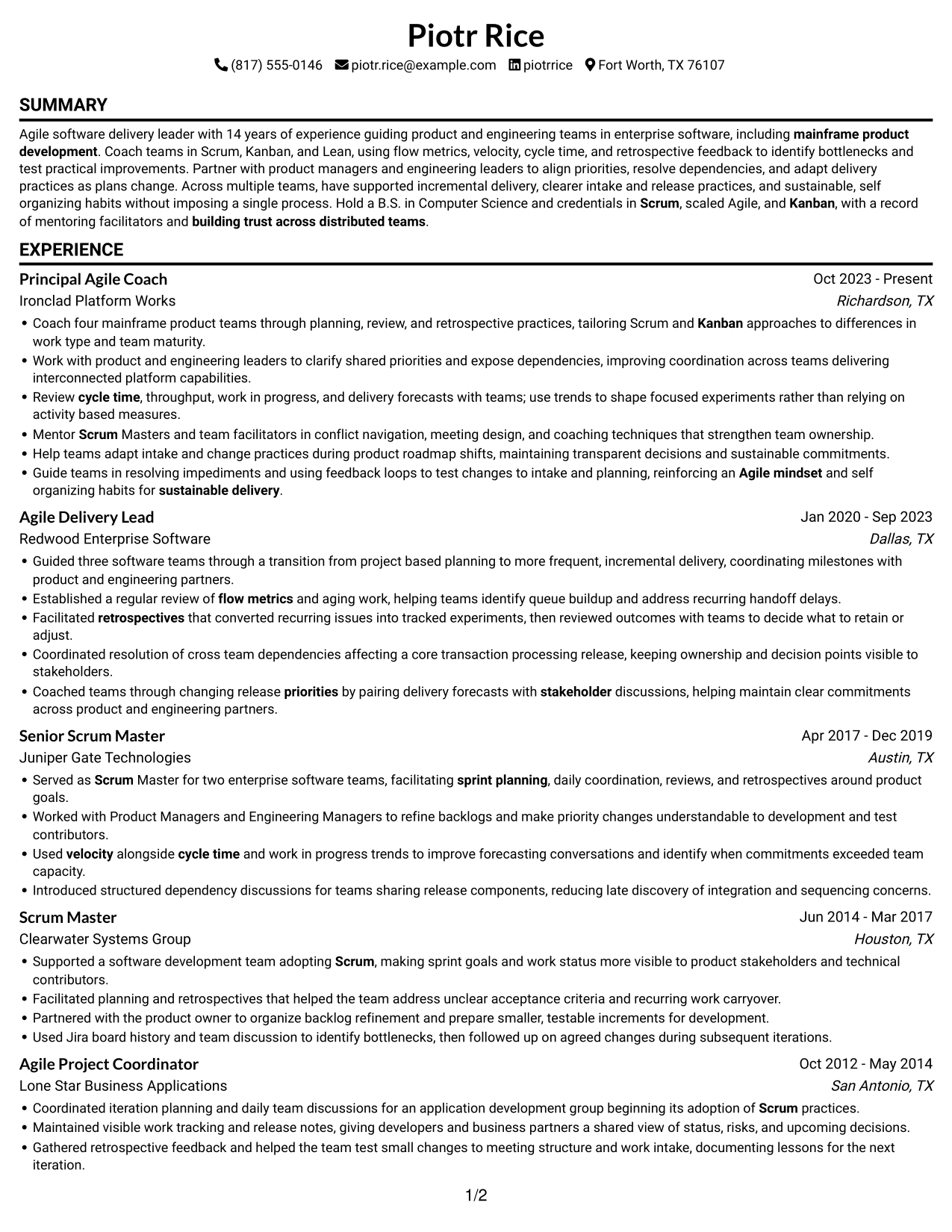Resume example — page 1