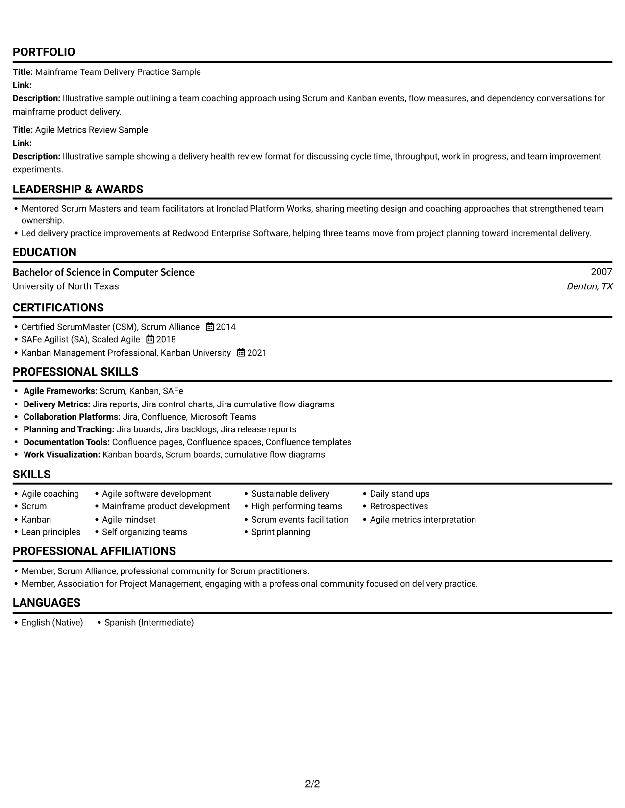Resume example — page 2