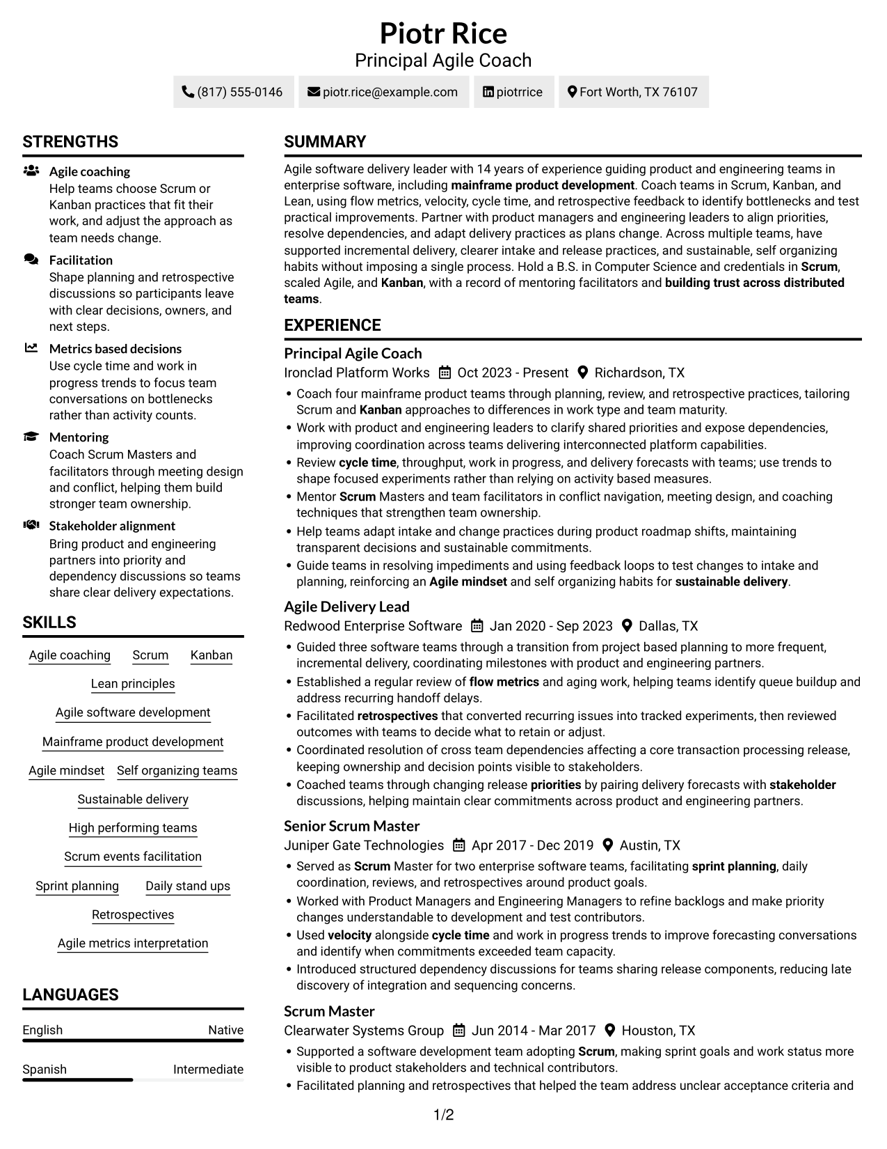 Resume example — page 1