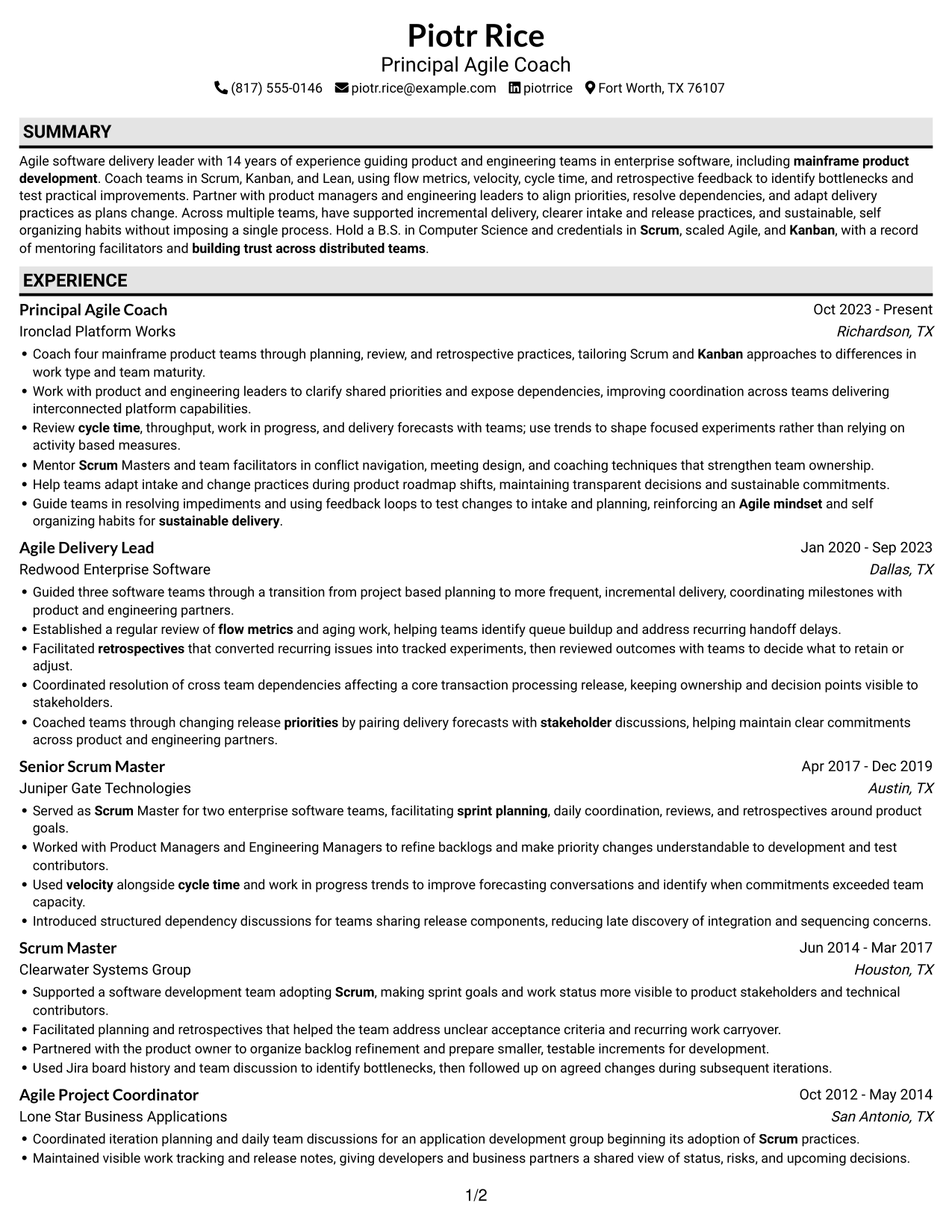 Resume example — page 1