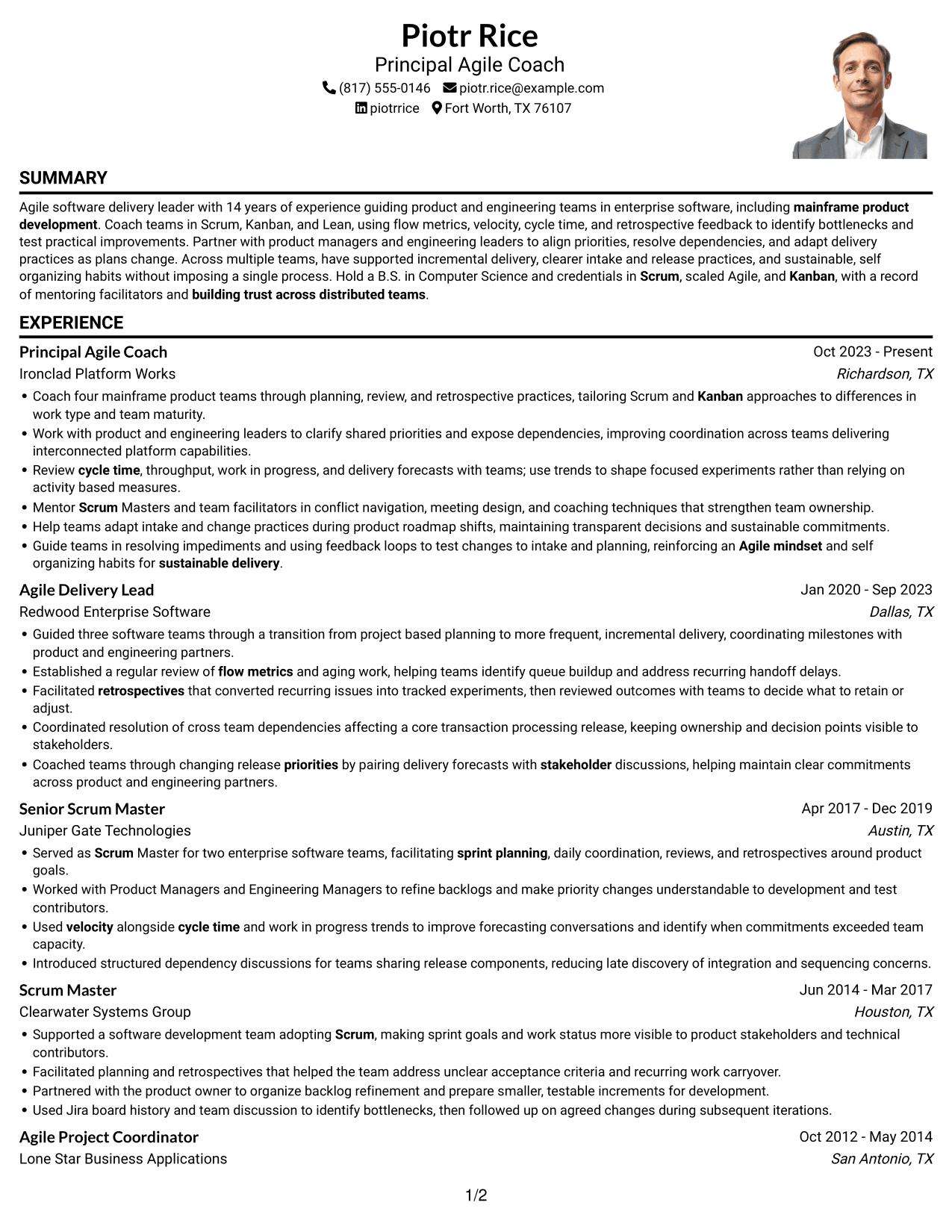 Resume example — page 1