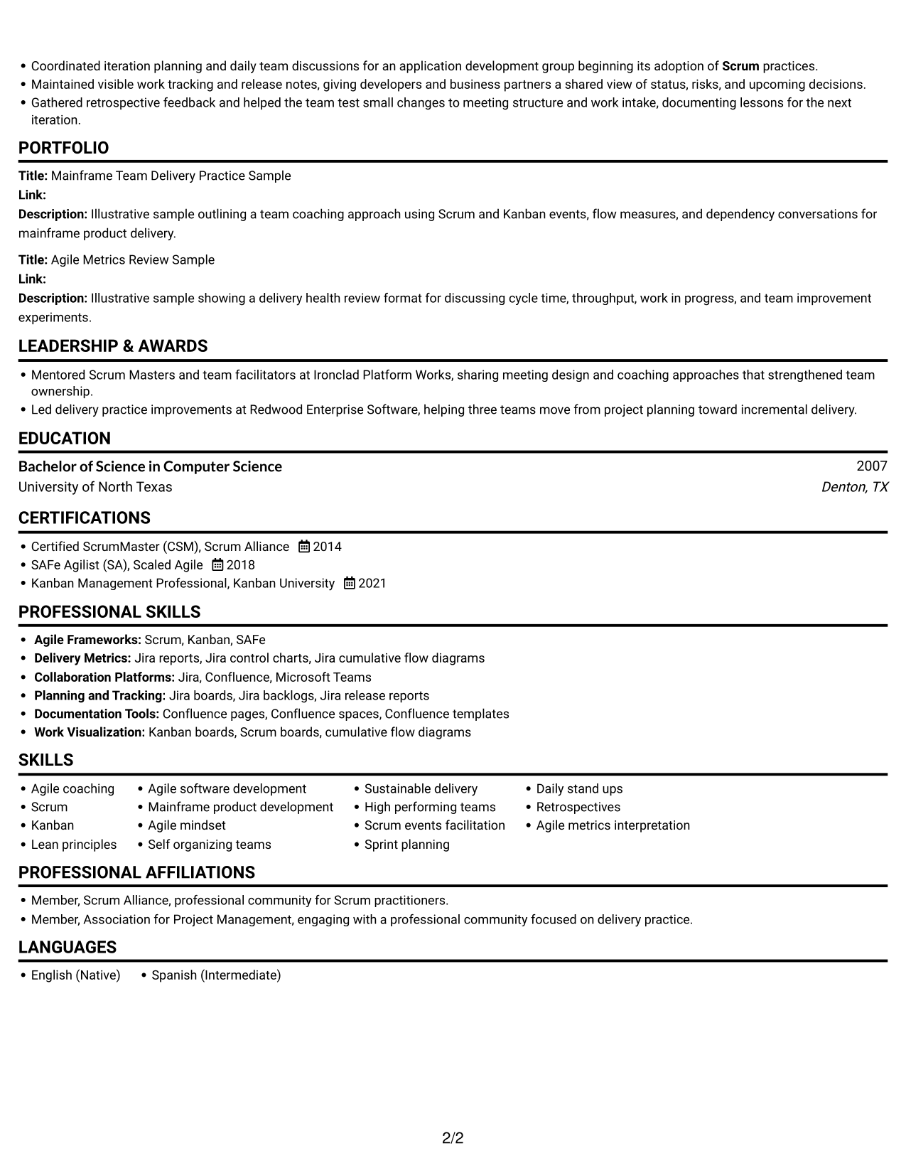 Resume example — page 2