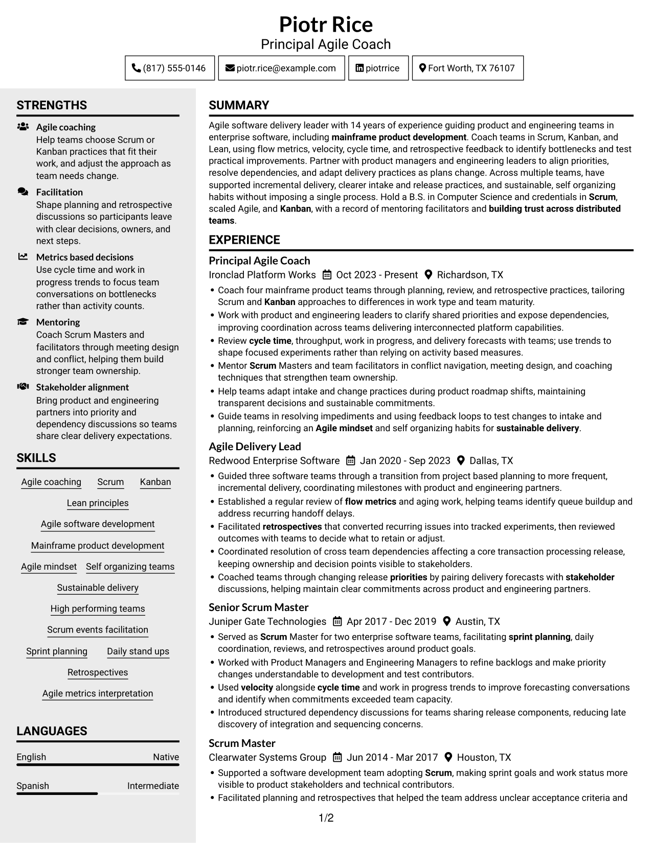Resume example — page 1