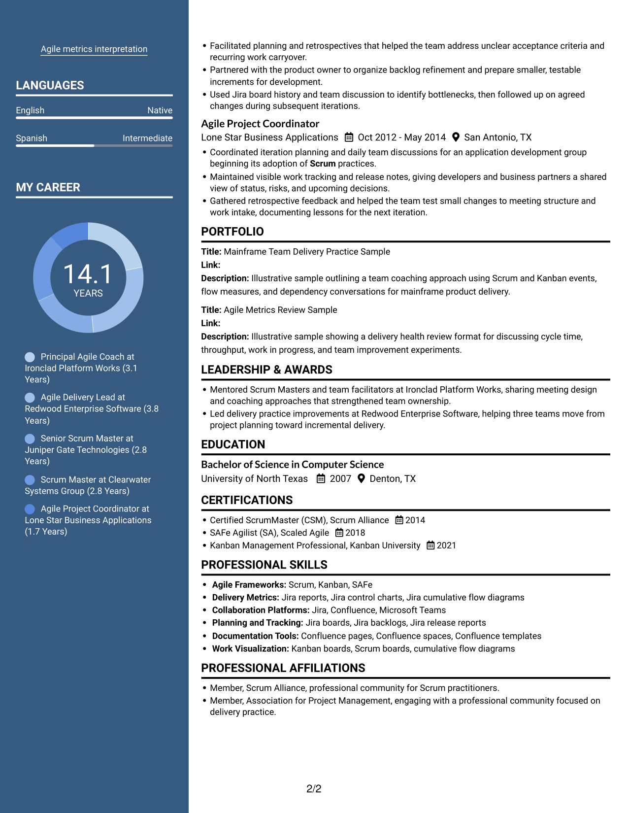 Resume example — page 2
