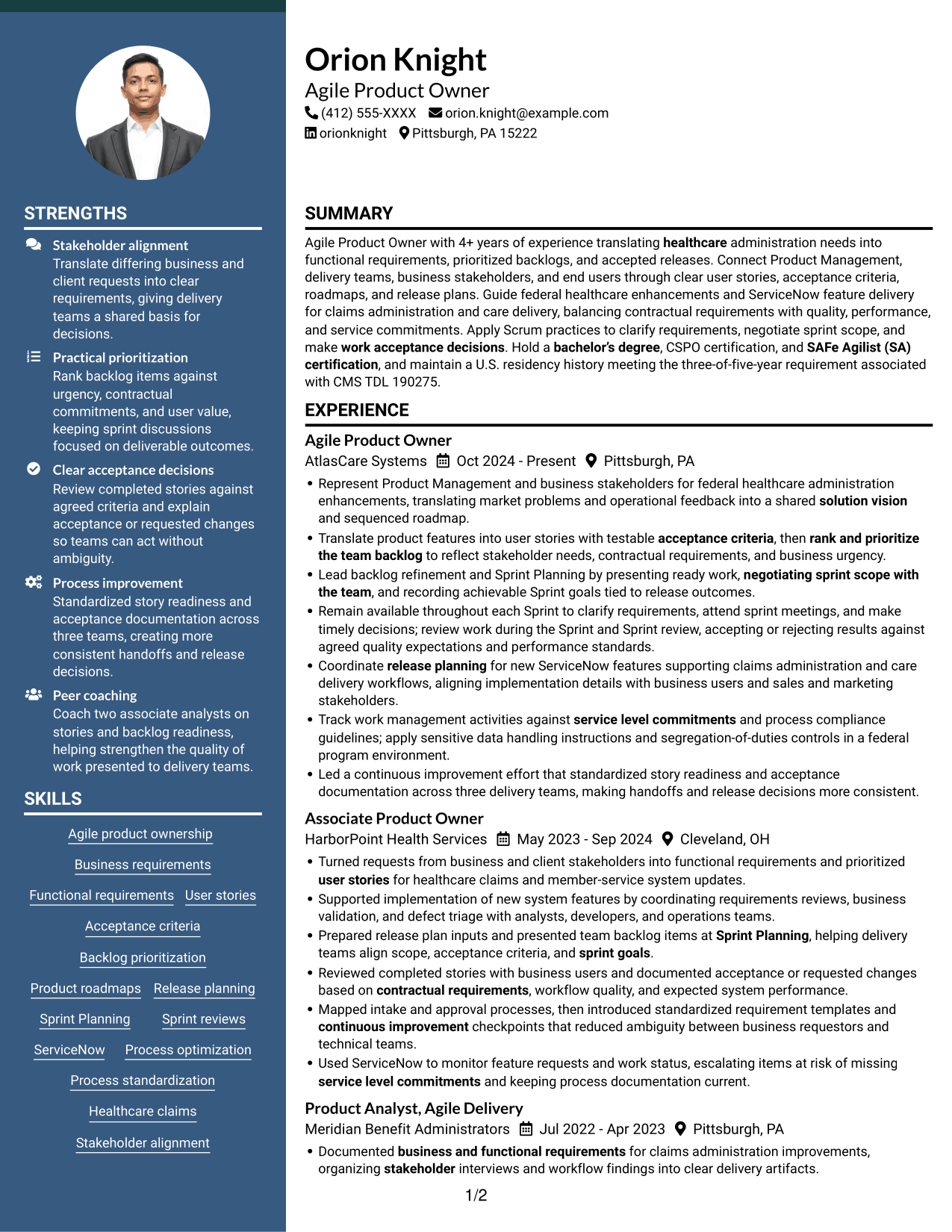 Resume example — page 1