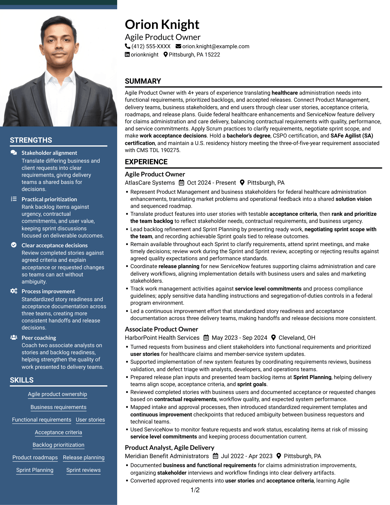 Resume example — page 1