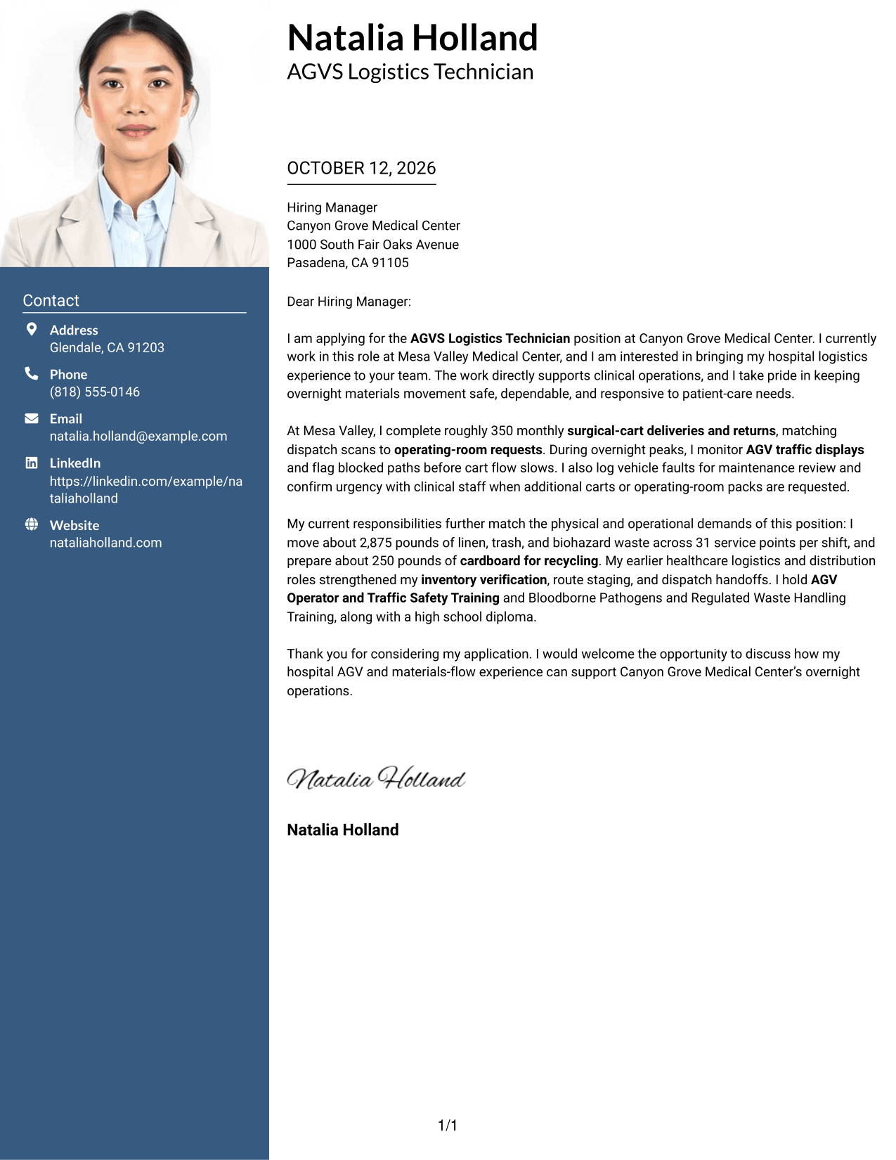 Cover Letter Example Page 1