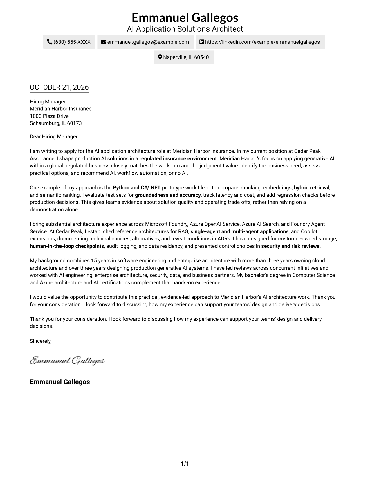 Cover letter example — page 1