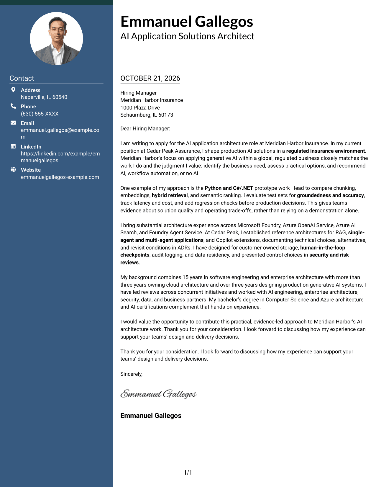 Cover letter example — page 1