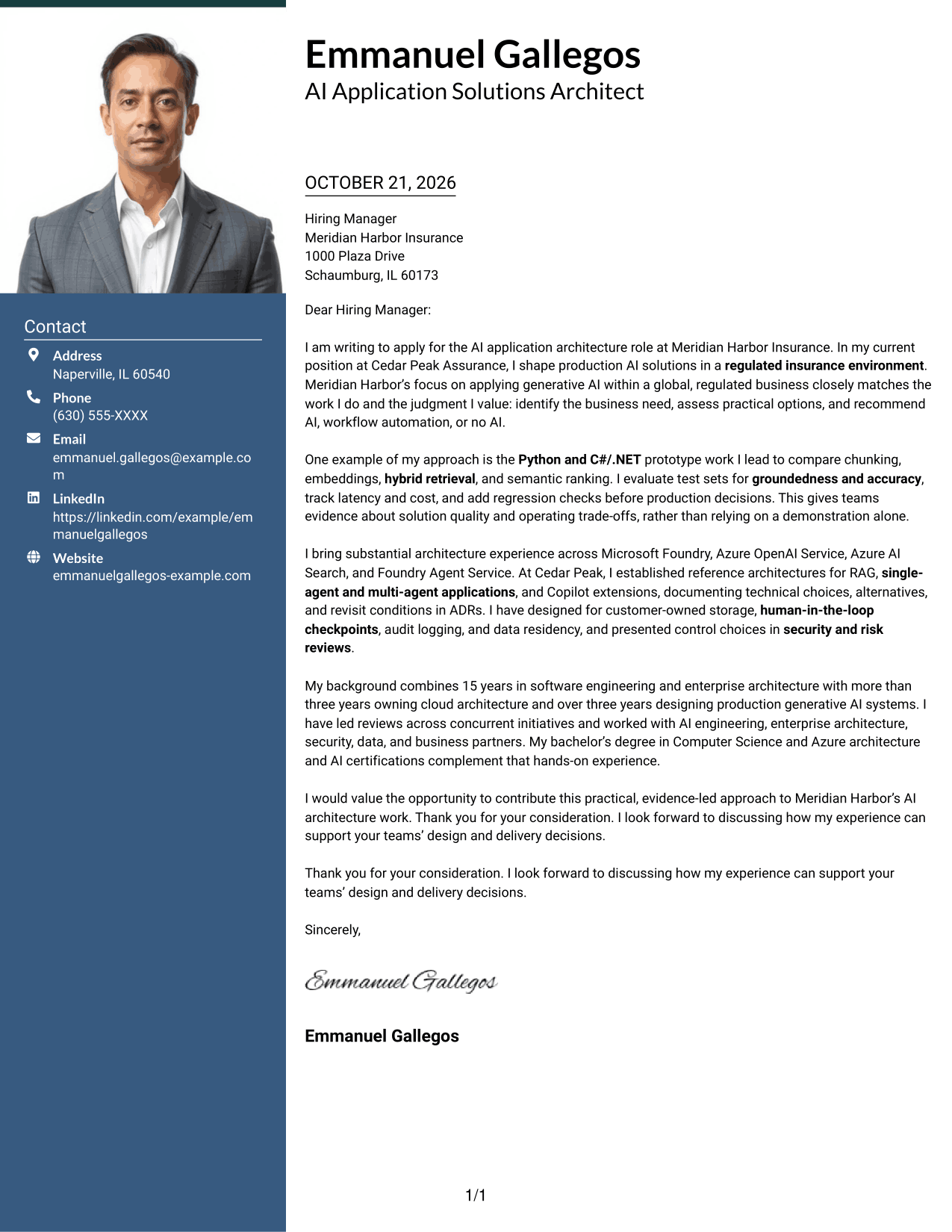 Cover letter example — page 1